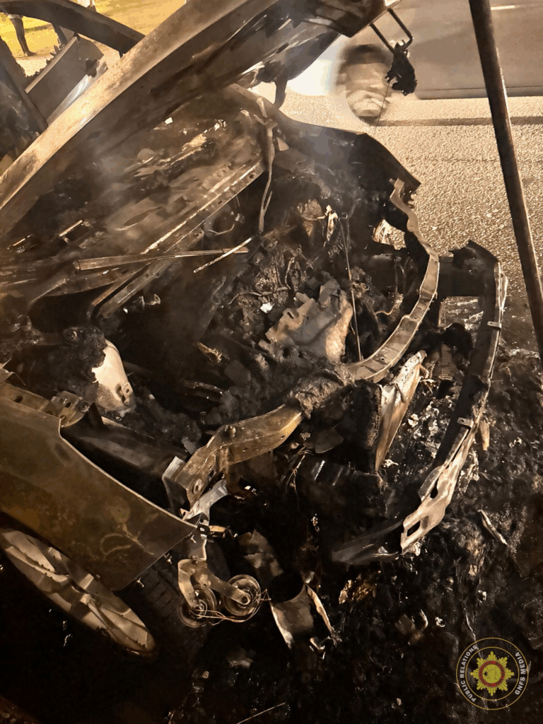 Car Severely Damaged in Late-Night Fire Near University of Ghana Sports Stadium