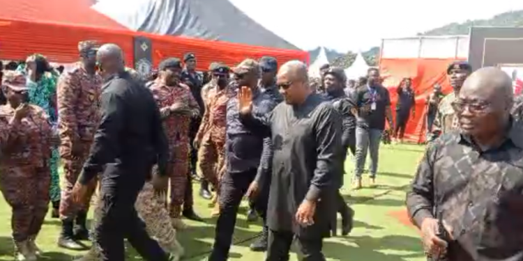 Mahama, Gov't Officials Pay Final Respects to Late NADMO Deputy Director Samuel Aboagye in Obuasi